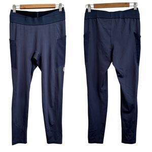 FREE PEOPLE MOVEMENT WAIST BANDED NAVY LEGGINS WITH POCKETS MEDIUM ATHLEISURE